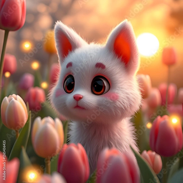 Fototapeta red cat with green eyes