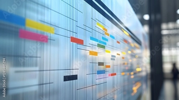 Fototapeta A digital tool displaying project goals, timelines, and planning stages