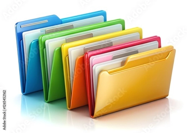 Fototapeta Bright binder office folders isolated on white

