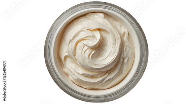 Fototapeta close-up top view of white cream in a jar on white, transparent background png