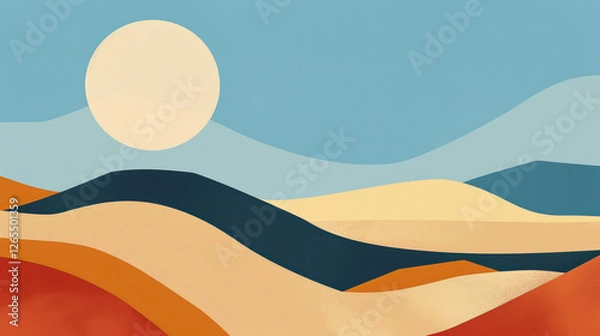 Fototapeta minimalist illustration of a desert