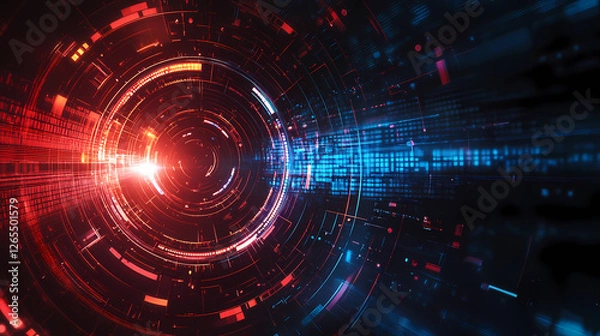 Fototapeta Sci-Fi Abstract Pattern with Red and Blue Hues