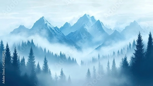 Fototapeta A mountain mist background with soft atmospheric depth and neutral colors.