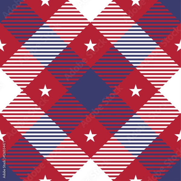 Obraz Patriotic Tartan Seamless Patterns.