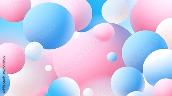 Fototapeta Floating Pastel Spheres: A Digital Illustration of Gentle Color Gradations AI Generated