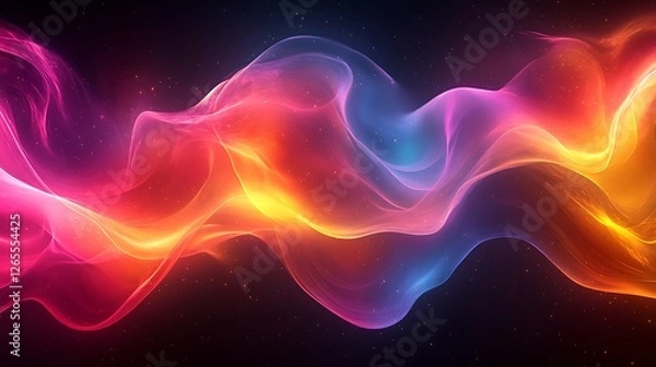 Fototapeta Vibrant abstract waves of color flowing through a dark space, creating a sense of movement and energy