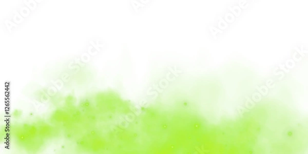 Obraz Fantastic green smoke background. Magic green smoke with glitter and small particles of twinkling stars. Fog with luminous particles. Green vapor with stardust. Morning fog over land or water. PNG.