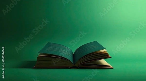 Obraz Open Book on Green Background Elegant Reading Image