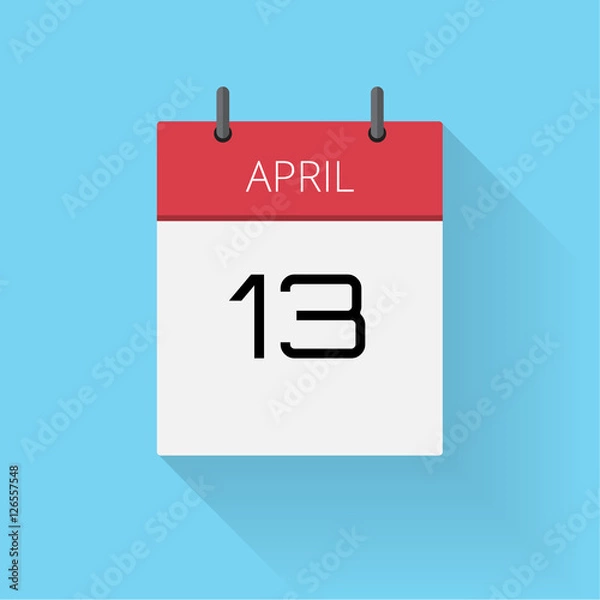 Obraz April 13, Daily calendar icon, Date and time, day, month, Holiday, Flat designed Vector Illustration