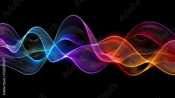 Obraz Vibrant abstract waves in various colors create dynamic visual effect. flowing lines represent energy and movement, evoking sense of rhythm and harmony
