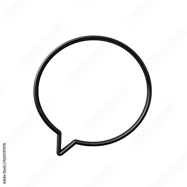 Fototapeta Minimalist Speech Bubble Icon with Clean Lines in Black Outline Style on a Transparent Background for Modern Communication Graphics