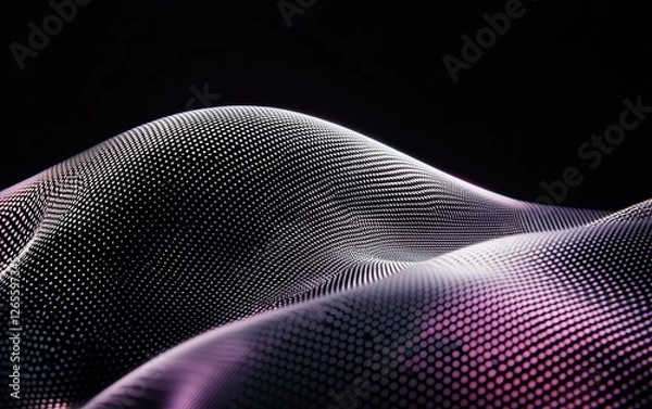 Fototapeta Sleek futuristic wave design with fine flowing mesh textures, neon pink and violet tones, modern minimal abstract background, ultra-HD cinematic quality