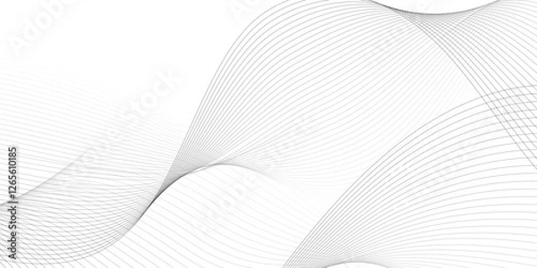 Fototapeta Gray and white wave background with flowing particles. Digital future technology concept. Vector illustration