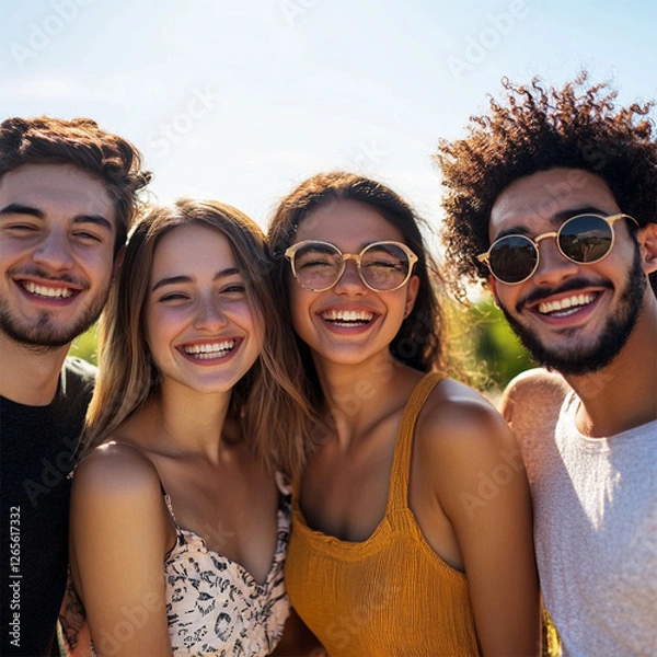 Fototapeta group of happy friends