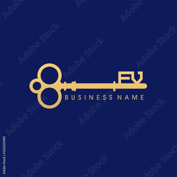 Fototapeta Letter F dan V logo