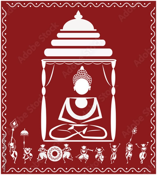 Fototapeta Warli art, Indian folk art, Dashavatara, Budha,