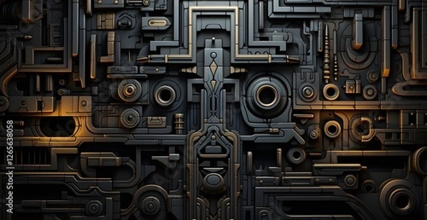 Fototapeta Futuristic circuit board with glowing elements