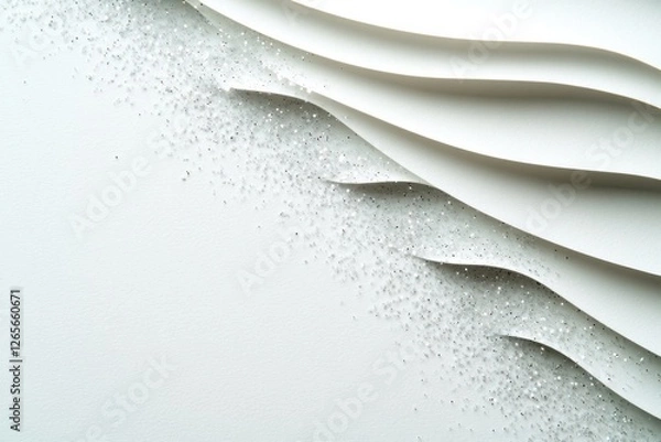 Obraz White Abstract Waves with Glitter Particles on Surface