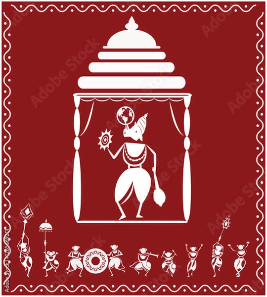 Fototapeta Warli art, Indian folk art, God,  Varaha avatara, 