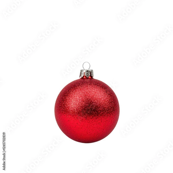 Fototapeta Shiny red Christmas ornament on white isolate background.
