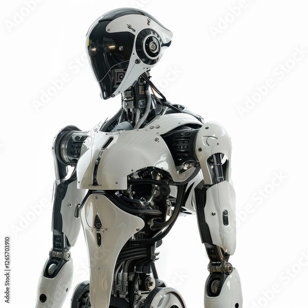 Fototapeta Articulated robot doll display studio setting photo isolated view