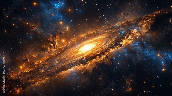 Fototapeta A galactic beacon glowing with immense power, signaling across light-years, cosmic and advanced 