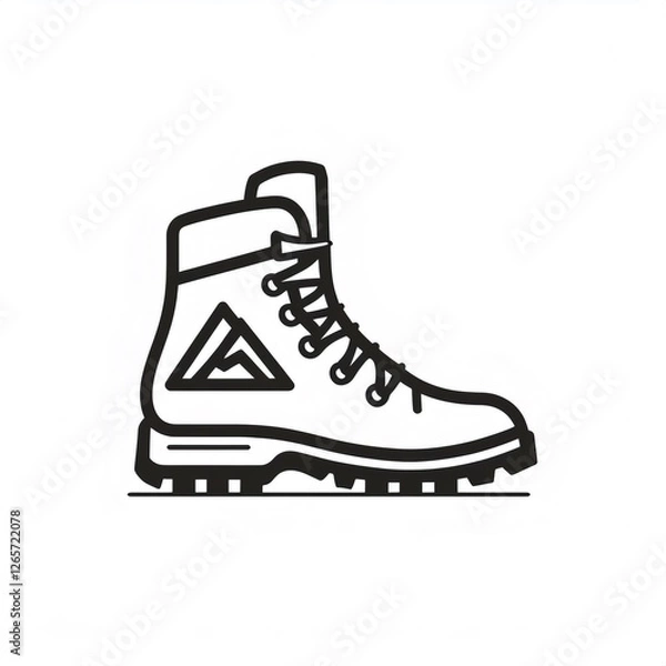 Fototapeta Stylish hiking boot featuring a mountain logo, symbolizing exploration and adventure in nature
