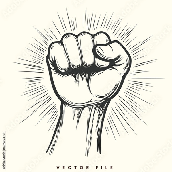 Fototapeta Clenched Fist Power Icon Vector