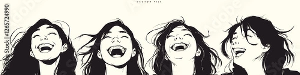 Fototapeta Black and White Friendship Editable Sketch