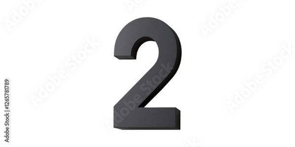 Fototapeta Black number 2 digit isolated on transparent background