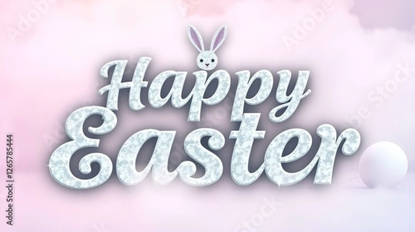 Fototapeta Easter greeting card , Happy Bunny with Easter Eggs