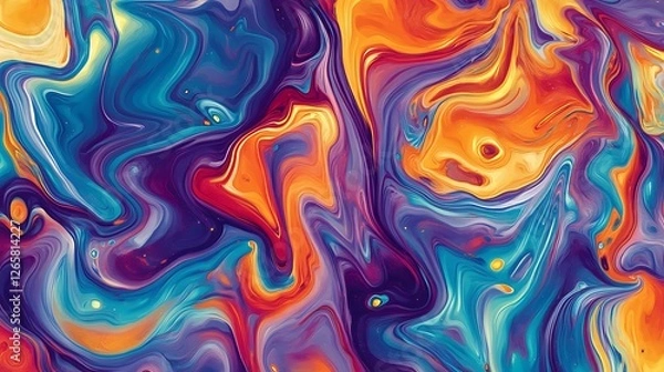 Fototapeta Abstract Swirling Vibrant Hues Paint Texture