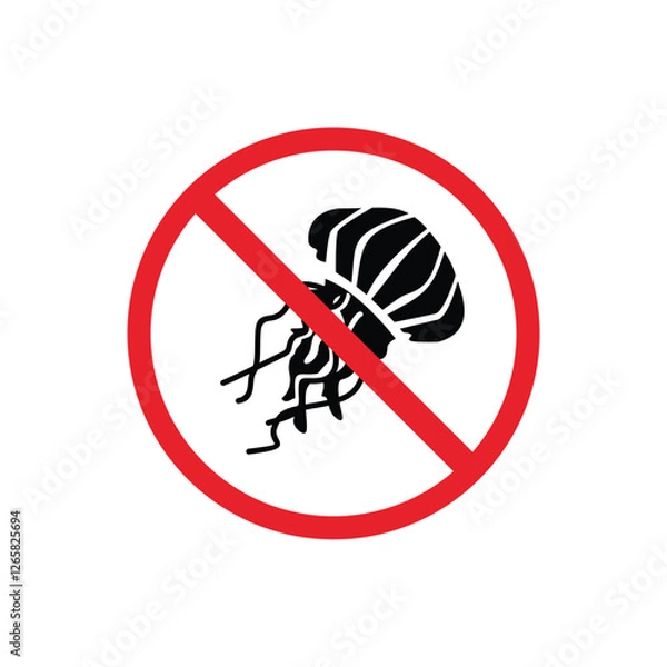Obraz prohibited and dangerous signs. jellyfish danger. it is forbidden to bring jellyfish