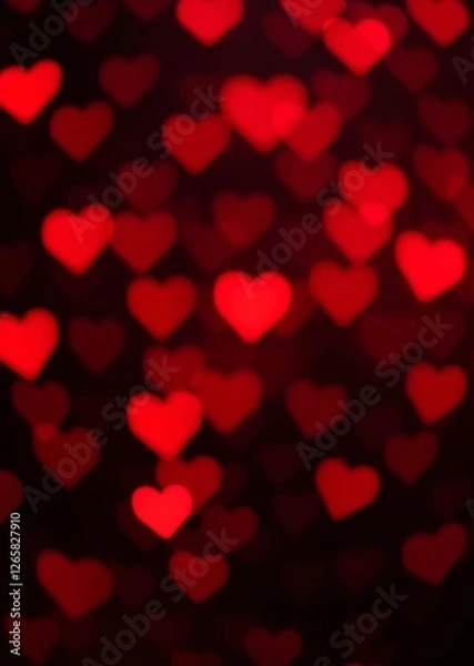 Fototapeta Red hearts blurred bokeh lights on black background glitter sparkle for valentines day overlay for your design bokeh red bokeh abstract background glow design light texture effect sparkle