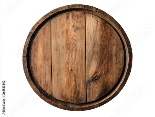 Obraz Rustic Vintage Wine Barrel Wooden Lid with Rich Texture – Ideal for Enhancing Character in Any Space