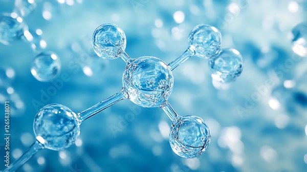 Fototapeta diagram of water molecules in different states (solid, liquid, gas), highlighting the molecular structure and arrangement 