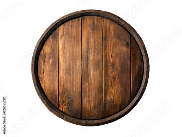 Obraz Authentic Vintage Wine Barrel Wooden Lid: Rustic Charm and Rich Texture for Unique Home Decor Accent