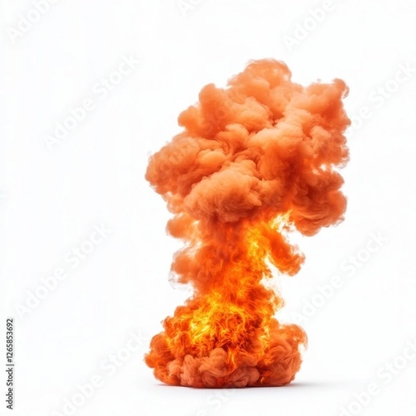 Obraz Fiery Orange Explosion with Thick Billowing Smoke in a Dramatic and Intense Background Setting