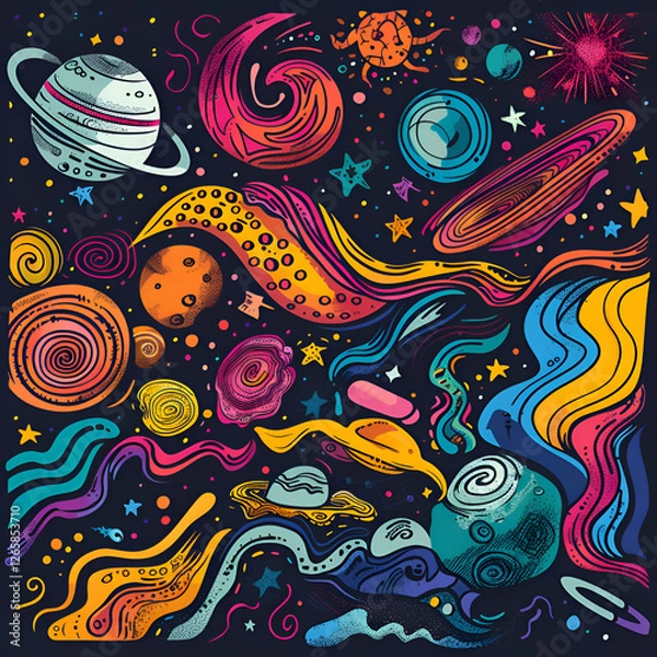 Fototapeta Cosmic Dreams. A Vibrant Journey Through the Universe
