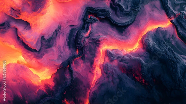 Obraz Swirling deep purple and orange hues evoking motion and mystery in space.