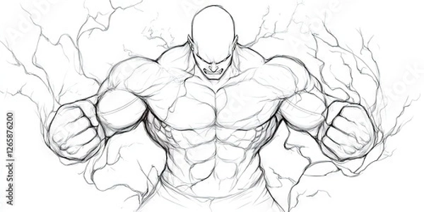 Fototapeta line drawing of strength 