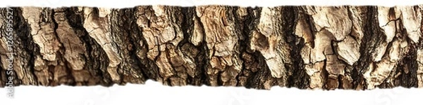 Fototapeta Textured tree trunk with detailed bark patterns, set against a bright white background, captured in high-definition clarity.