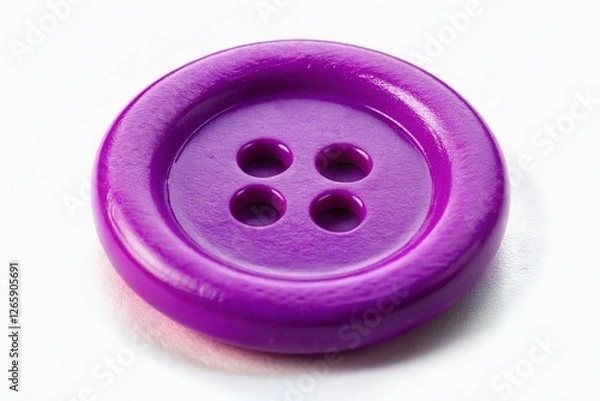 Obraz Macro Close-up of a Single Purple Plastic Button Isolated on White