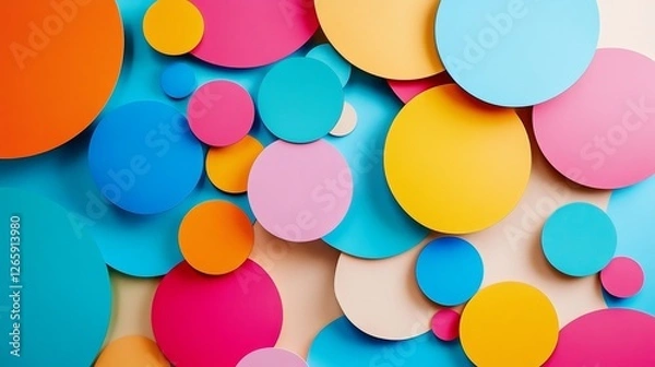 Fototapeta Abstract Colorful Overlapping Circles Composition, Digital Art, Geometric Pattern, Background Design. Abstract Background, Circles ,Abstract art,Geometric shapes