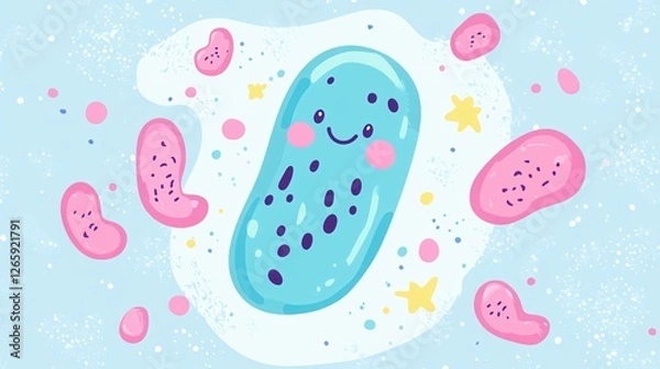 Fototapeta Cute Bacterium Vector Illustration