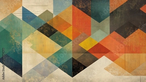 Fototapeta Geometric Harmony: A Colorful Abstract Triangle Pattern Artwork Design
