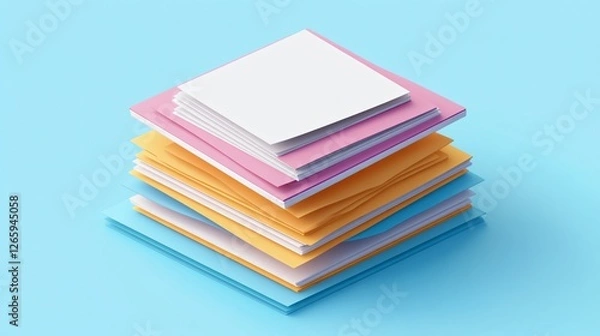 Fototapeta Organize Your Digital Documents Efficiently with 3D Stack of Papers