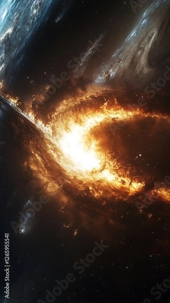 Obraz Crystal clear space background showcasing vibrant exceptional galaxies and starry designs