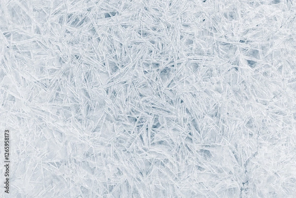Fototapeta Ice texture crystal, blue tones background. Textured cold frosty surface of ice.