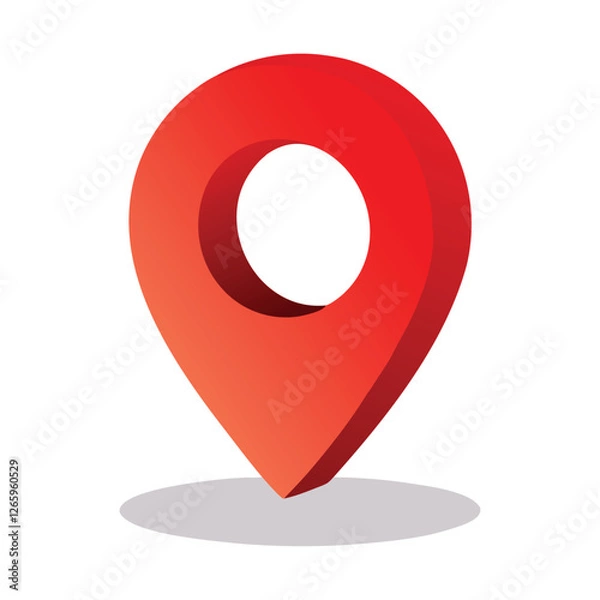 Fototapeta Bright Red Geolocation Symbol—Minimalist 3D Map Pointer